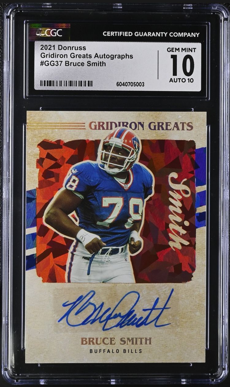 2021 Panini Donruss #GG37 Gridiron Greats Bruce Smith Autograph CGC 10 Auto 10