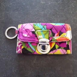Vera Bradley Va Va Bloom Quick Swipe ID Wallet – Colorful Floral Key Ring Wallet