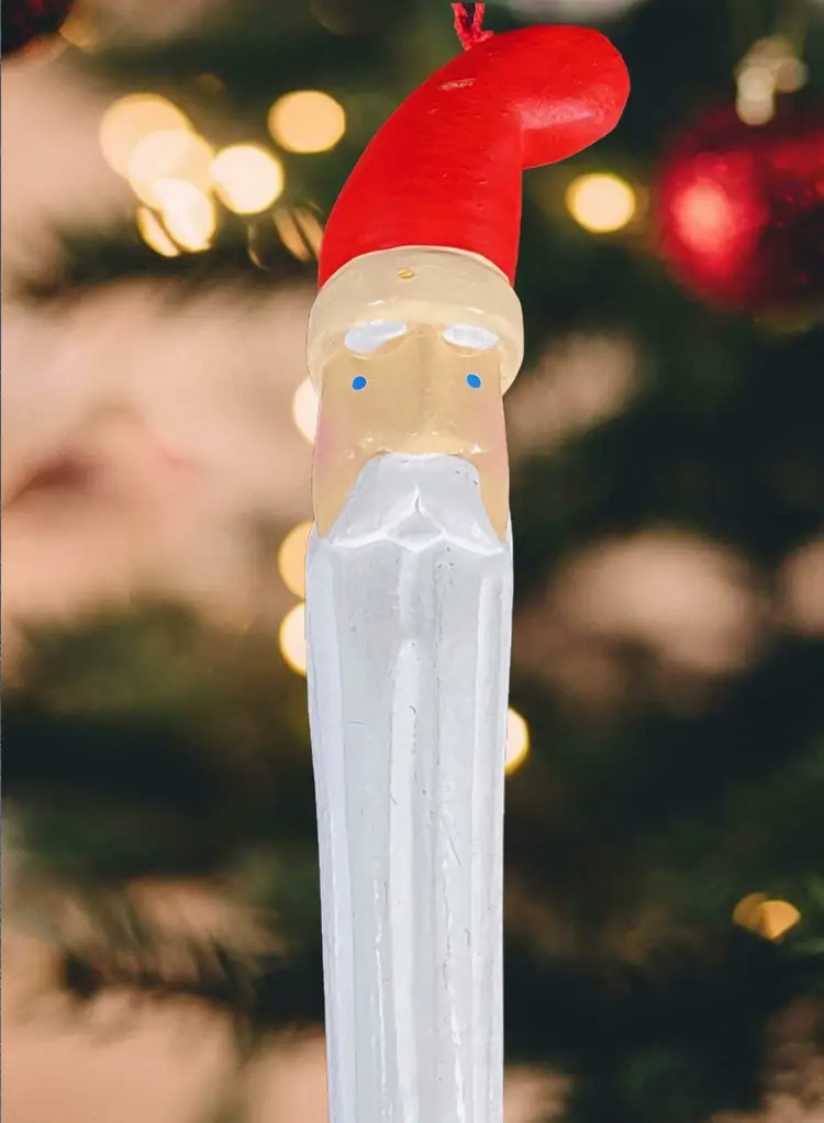 *VTG* Department 56 Carved Santa Head Ornament White Icicle Beard 11” Christmas