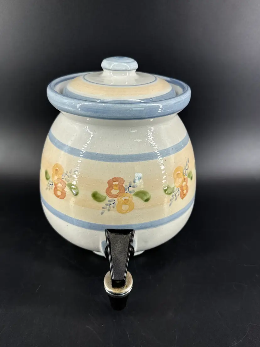 Vtg Louisville Pottery Stoneware Crock Primrose Beverage Dispenser