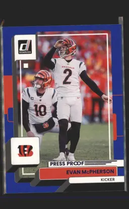 2022 Donruss #204 Evan McPherson Blue Press Proof - (139) - Cincinnati Bengals
