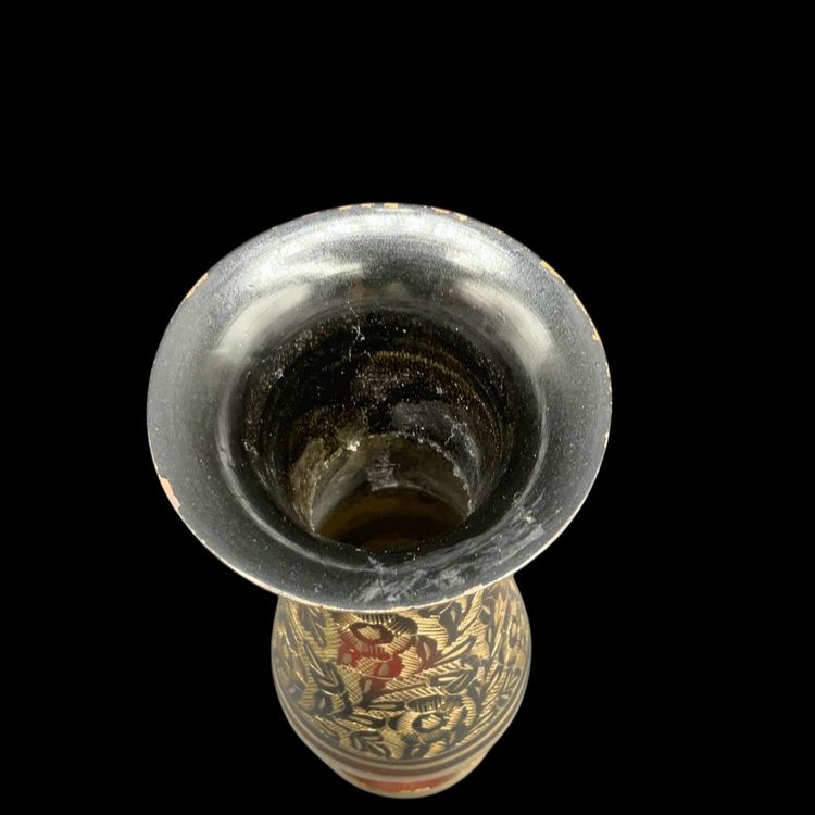 Beautiful Etched Ombré Brass Vase 7” Read**