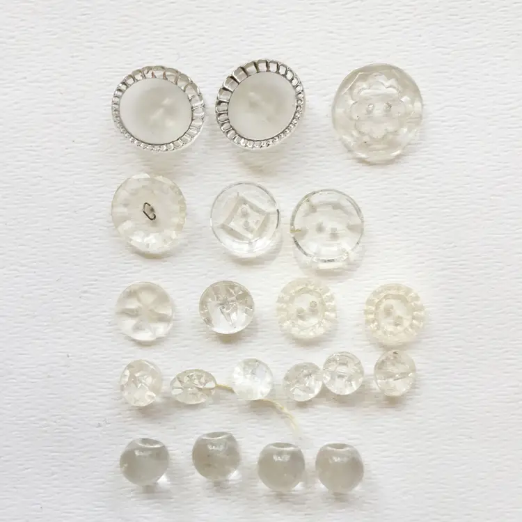 Vintage Round Clear Glass Faceted Dome Assorted Buttons Lot of 20