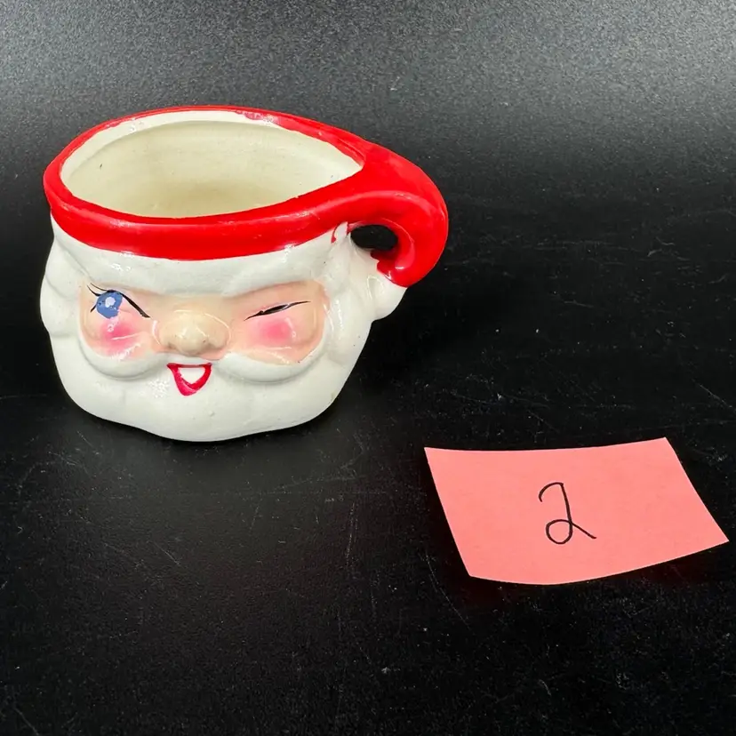 Little Ceramic Winking Santa Mug 1.5” #2