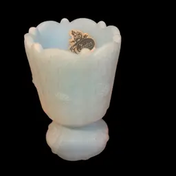 Fenton Blue Satin Pedestal Toothpick Holder 3.5 X 2.25