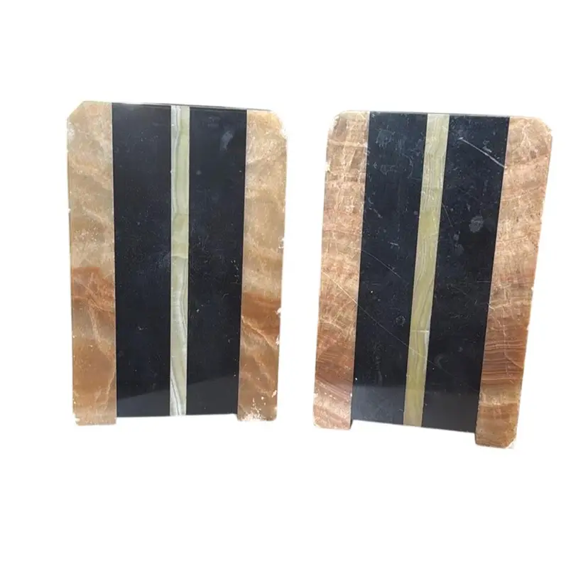 Art Deco bookends, crafted from marble and onyx