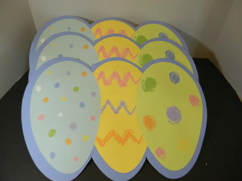Easter Placemats shaped like eggs  Set of 3