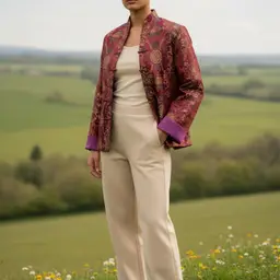 Xing Mao Silk Brocade Traditional Tang Style Chinese Womens Jacket Sz S/M READ