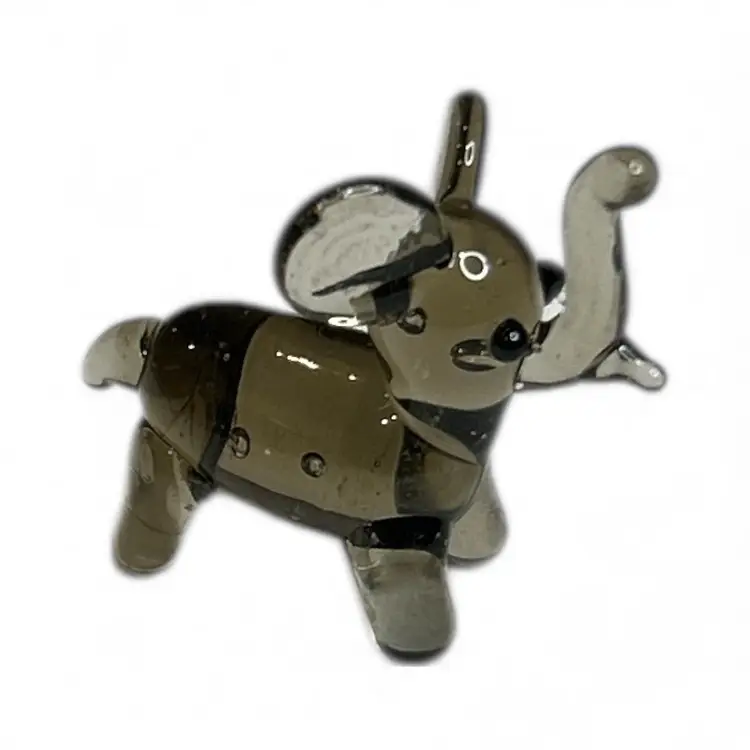 Mini Handblown Trunks Up Elephant Art Glass Figurine And Christmas Stocking