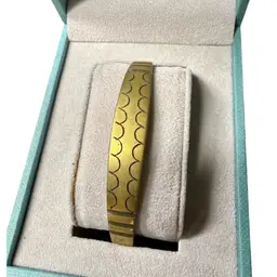 Vintage Brass Cuff Bracelet Scalloped Etched Design Mid Century Boho
