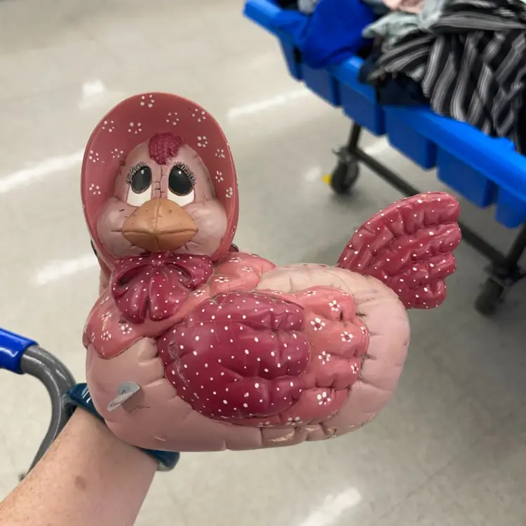 Cottagecore Quilted Ceramic Hen