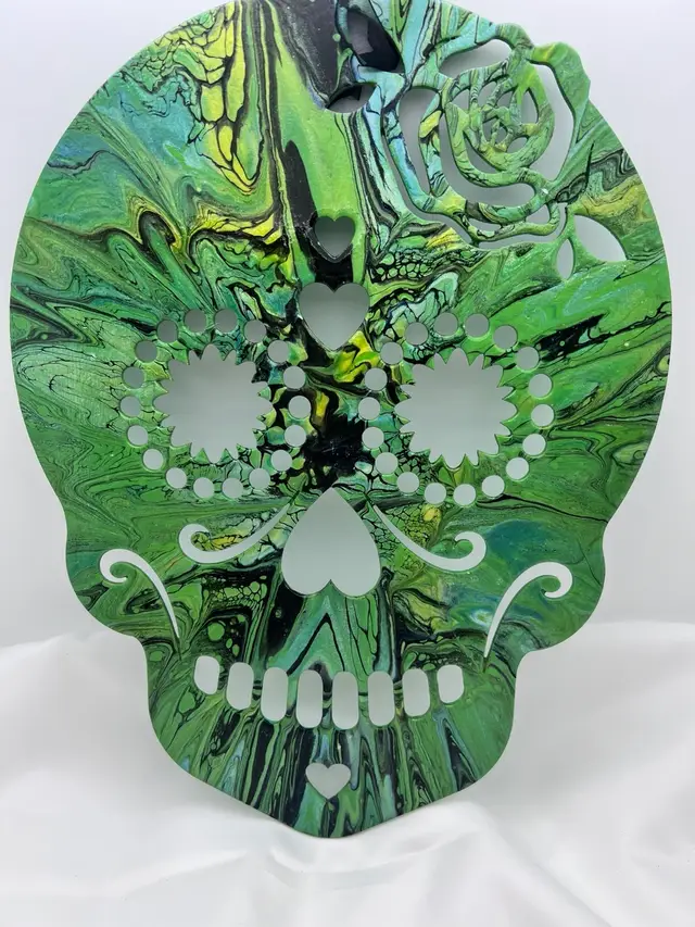 Original Artwork. Painted Wood Sugar Skull