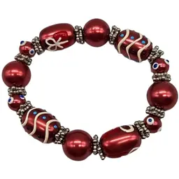 Hand painted embellished beaded stretch bracelet