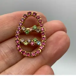 Easter Egg Brooch Goldtone w/Pink