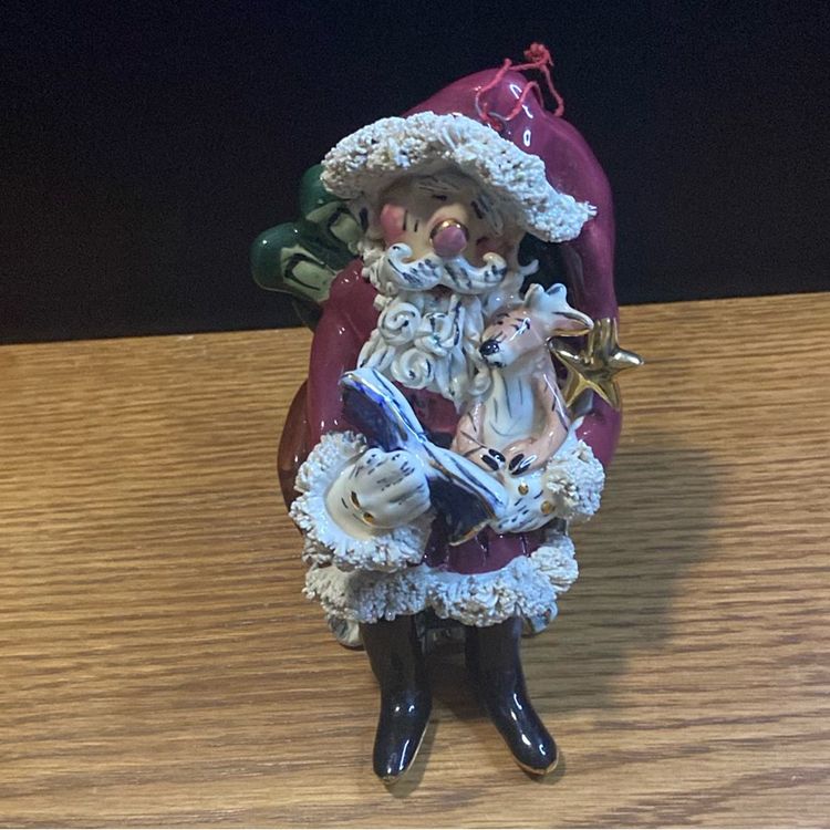 Heather Goldminc Blue Sky Corp 2001 Santa- Deer Christmas Candle Holder Ornament