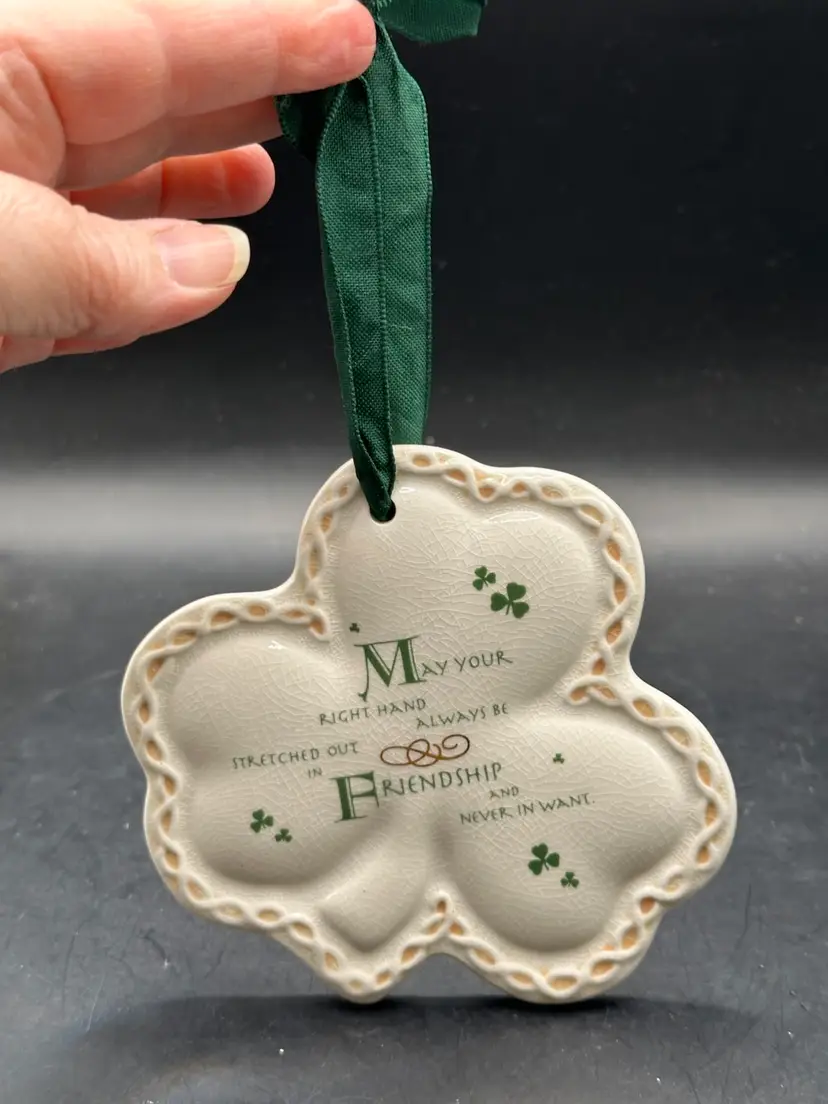 Russ Berrie Celtic Blessings St Patrick's Plaque Crackle Glazed Ceramic Ornament