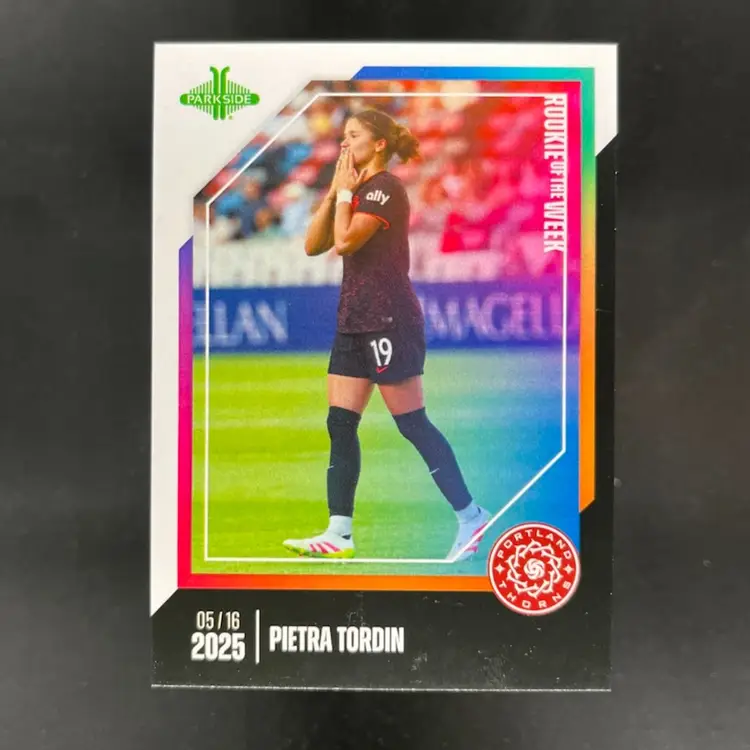 Pietra Tordin 2025 NWSL Parkside Pronto Rookie Of The Week Subscriber Exclusive /210 Soccer Card #ROW9