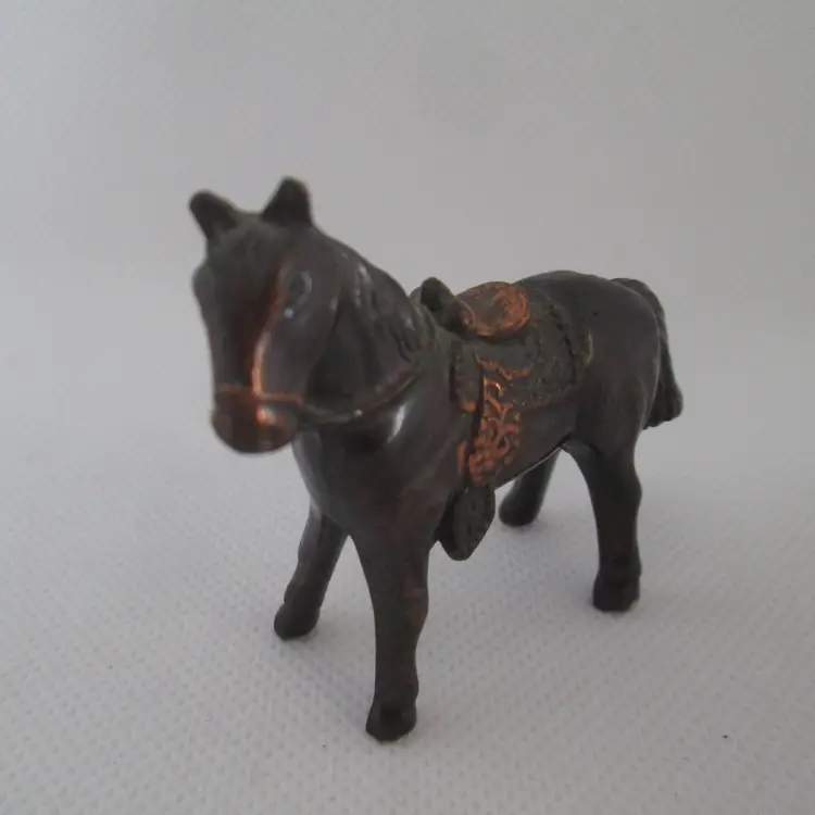 Vintage Miniature Cast Pot Metal Horse Statue Figurine