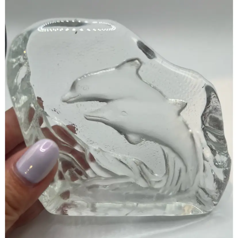 Dolphin Relief Paperweight Fleabite At Base