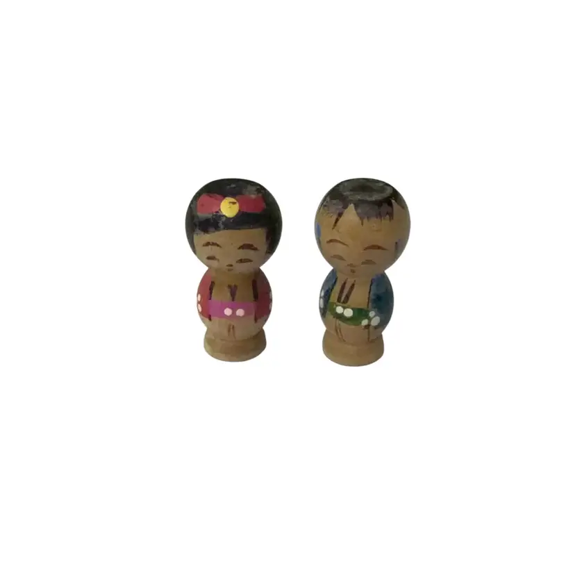 Vintage Mini Kokeshi Doll Girl Boy Miniature Set Very Old Rare Hand Painted