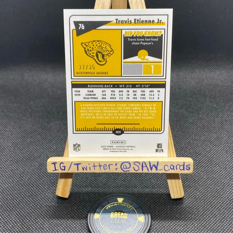 2022 Classics Travis Etienne Jr /35 Jacksonville Jaguars