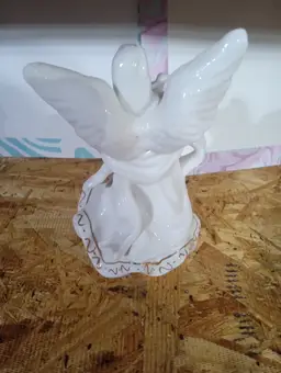 White Porcelain Angel Figurine With Gold Trim