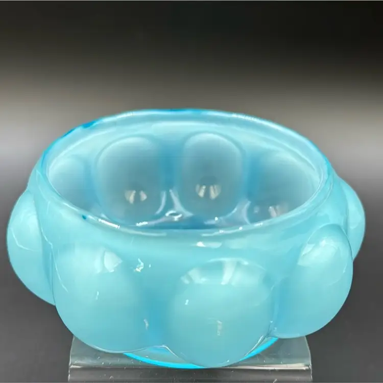 Fenton glass melon bowl powder blue overly 1930s
