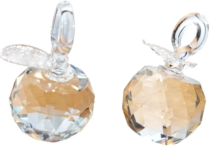 Vintage Swarovski Crystal Apple Ornaments Suncatchers Clear Faceted 2-Piece Set