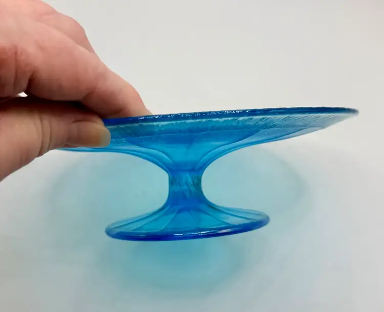 Fenton Stretch Glass Iridescent Celeste BLUE Footed Pedestal Compote Antique