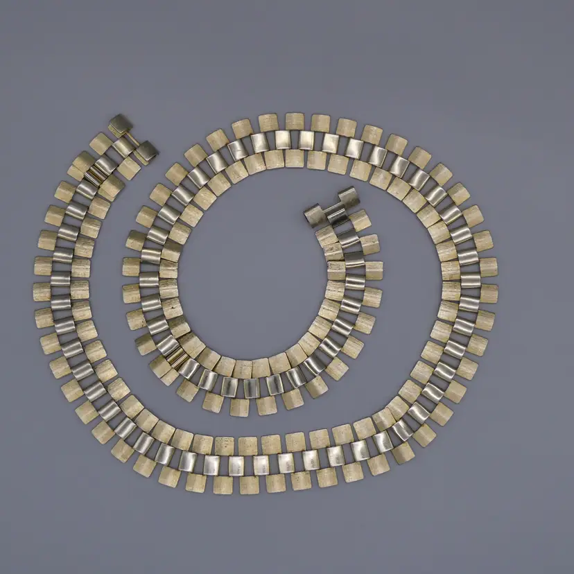 Vintage Sarah Coventry Gold Tone Brushed Metal Link Statement Belt 1.25" Wide Adjustable to 38"