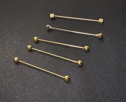 Vintage Barbell Collar Bars Stays Gold Tone 5 Pieces Blue Gem Dress Accessory