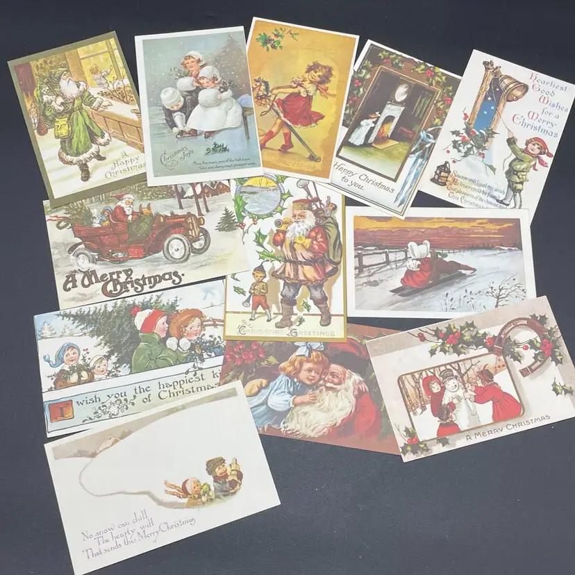 Christmas Post Cards Unused Popular Products VTG Victorian Ephemera Lot of 12