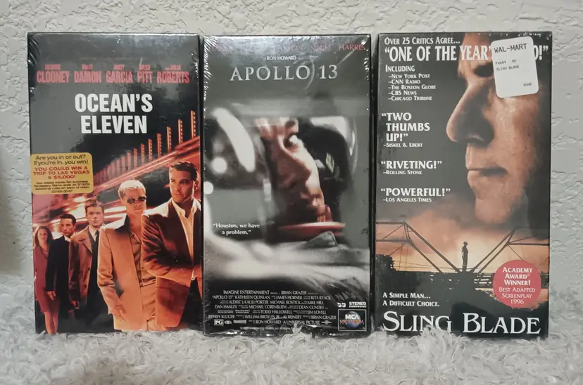 3x Sealed VHS's Vintage Oceans Eleven 02/Apollo 13 95/Slingblade 97 Vintage