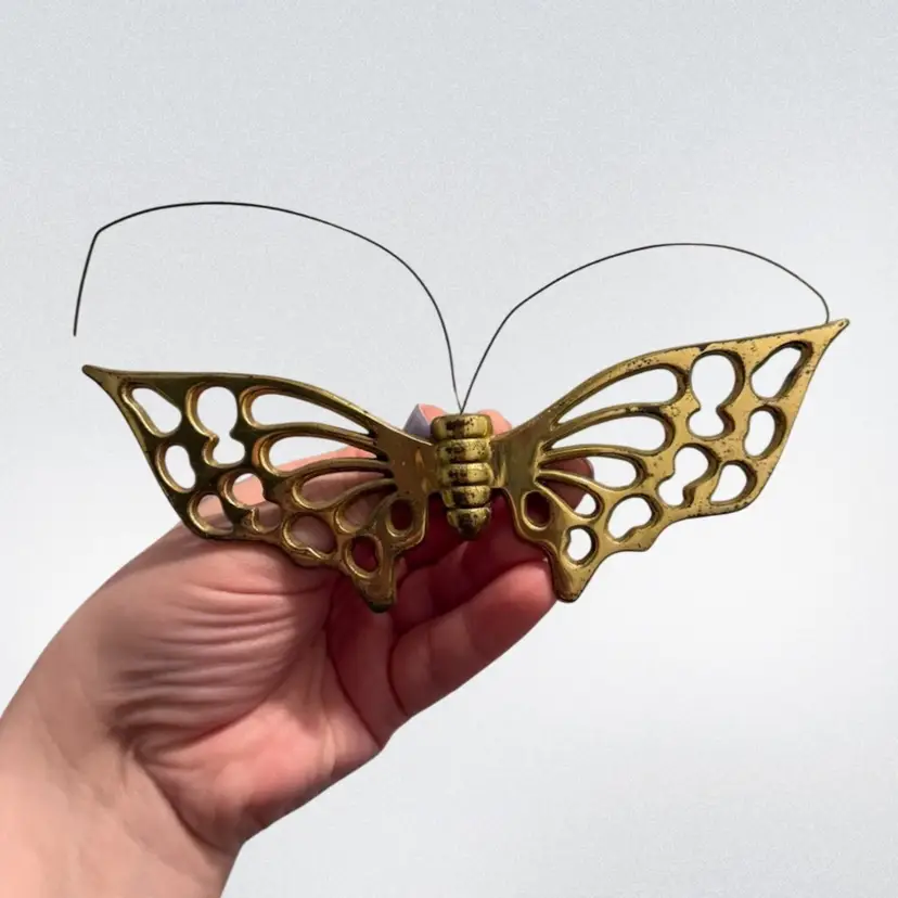 Small Vintage Brass Butterfly 6.25in Wingspan