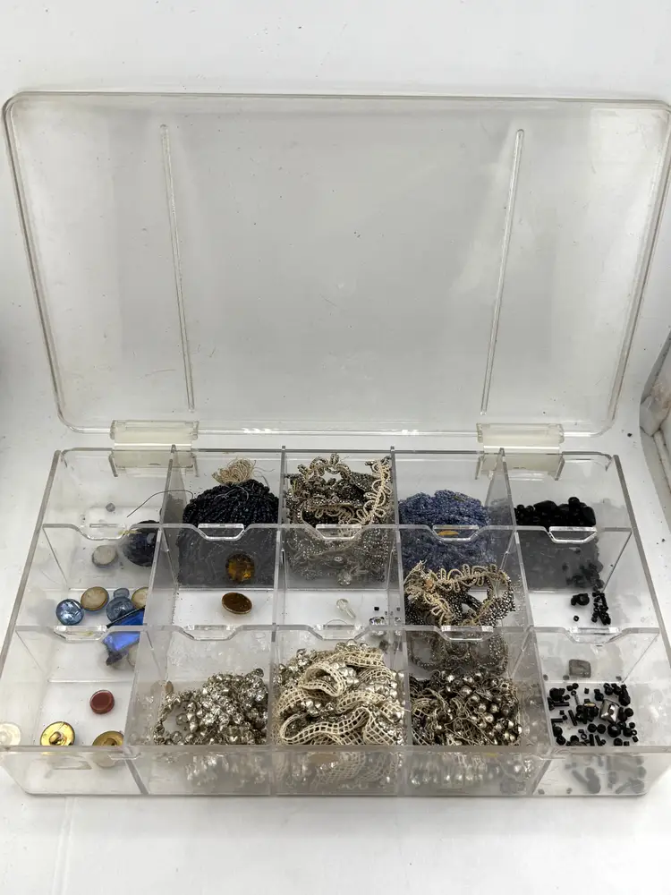 Lot Box of Jewelry Making Findings, Assorted Beads & Findings