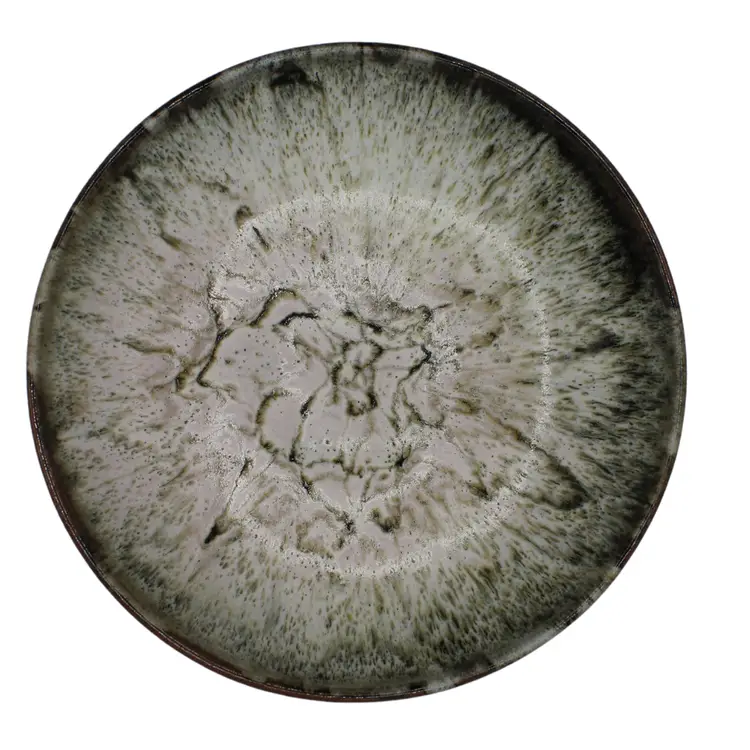 Vintage Studio Art Pottery Bowl Hand Thrown Drip Glaze Earth Tone MCM Stoneware