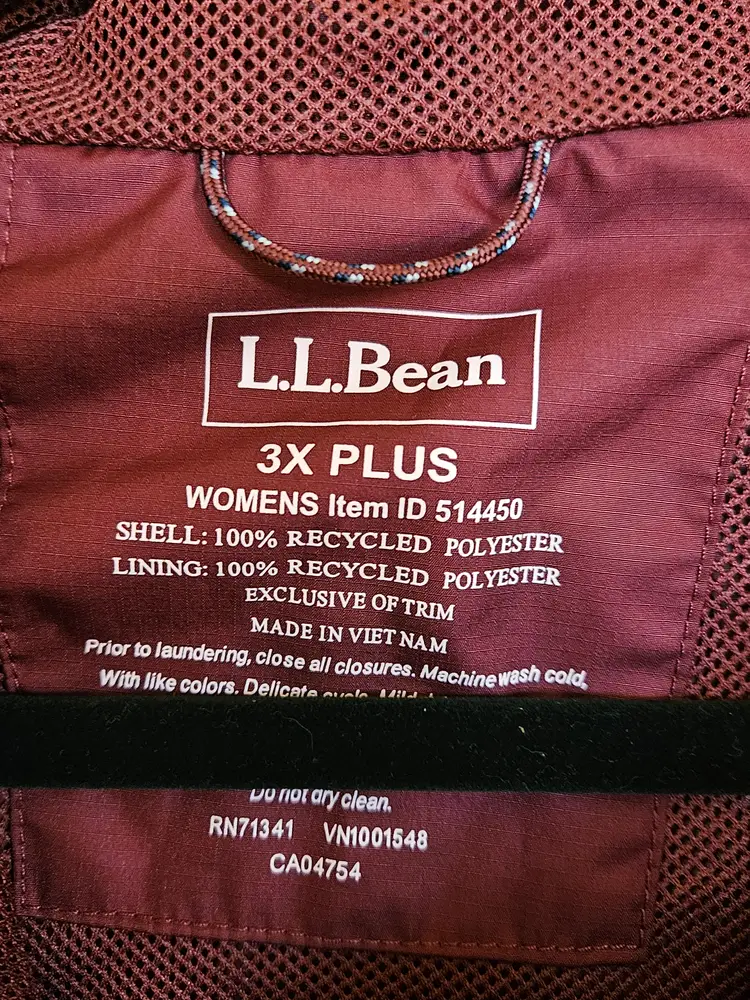 LL Bean Trail Model Hooded Rain Jacket Womens 3X Plus Maroon Packable Coat
