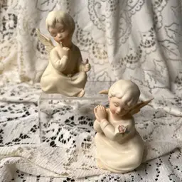 006 Pair of Homco Bisque Sitting Angels