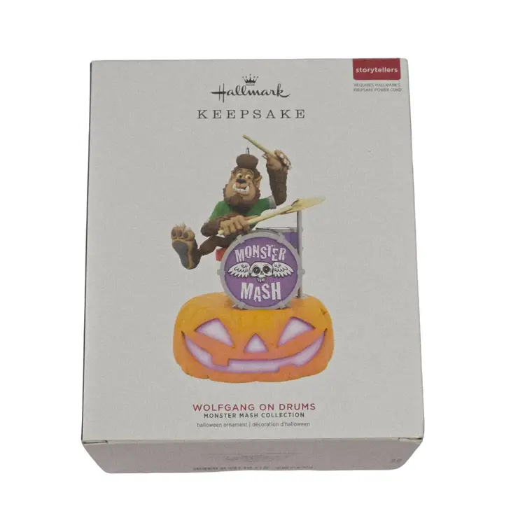 2019 Hallmark Wolfgang on Drums Monster Mash Storytellers Ornament IOB QFO5269