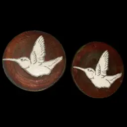 Raku Pottery Hummingbird Coasters Jeremy Diller Signed (2)