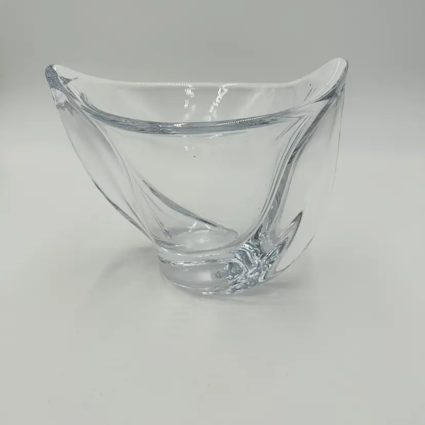  French Crystal Art Glass Twist Vase 6” H Marked Vintage Clear Decor Home MCM