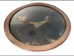 Vintage Jesus Praying Bubble Glass Framed Print Wall Art Round 8 Inch Diameter