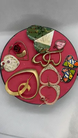 Lot Of 8 Heart Shaped Jewelry Items
