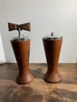 Salt Pepper Shakers MCM Woodware Japan Vintage T-Twist Handle 6 Inch