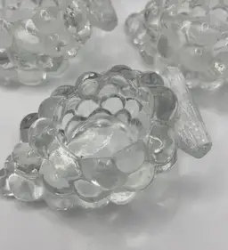 Vtg Italian Set Of 3 Candle Votive Vetreria Etrusca Clear Grape Clusters