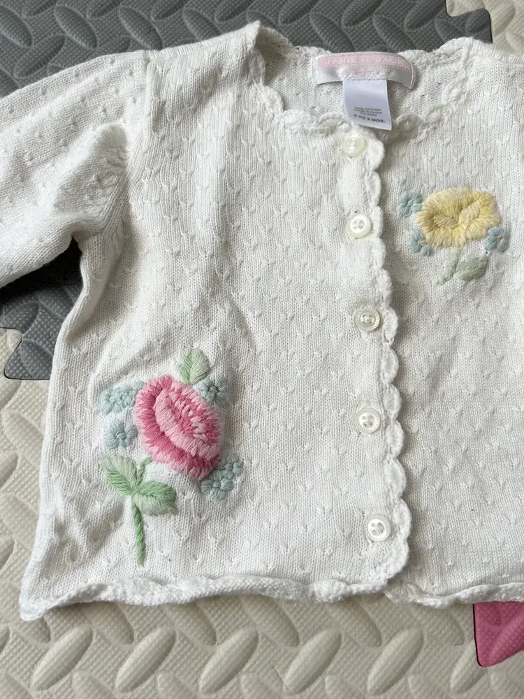 Janie & Jack Floral Embroidered Cardigan 0-3M