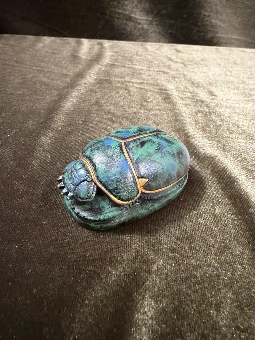 Aujot Egyptian Revival Scarab Beetle Figurine. Good Luck Talisman