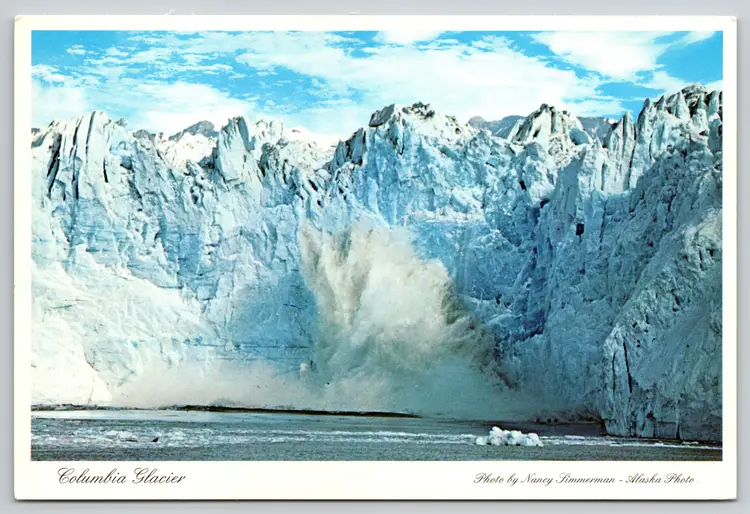 Postcard Magnificent Columbia Glacier Alaska Glaciology Prince William Sound