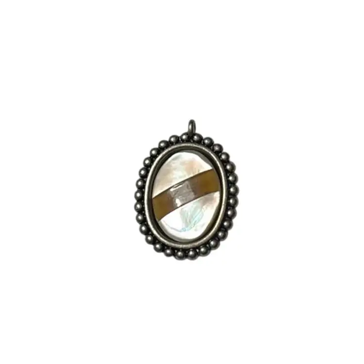 Cameo Pendant - Sterling Beaded Case With Shell Carved Front, Mother Of Pearl Back - 1.25”