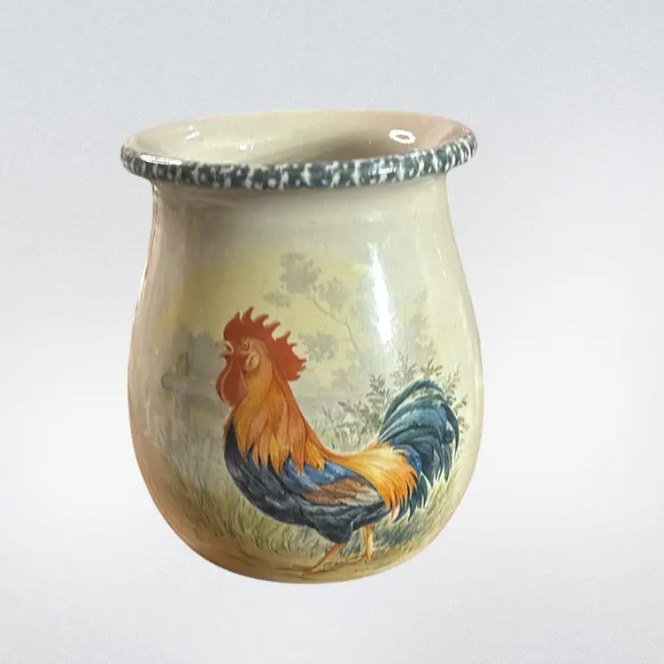 Home And Garden 1998 Rooster Stoneware Utensils Holder